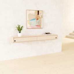 Minimalist Floating Console Table Scandinavian Birch Handmade Wall Mounted Plywood Tv Unit - thumbnail 3