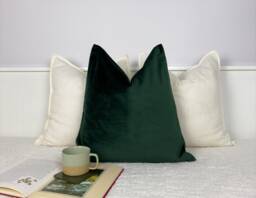 Velvet Dark Green Cushion Cover Emerald Throw Pillow Lumbar - All Sizes