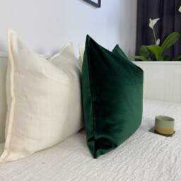 Velvet Dark Green Cushion Cover Emerald Throw Pillow Lumbar - All Sizes - thumbnail 2