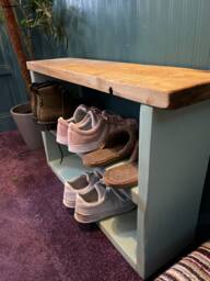 Bespoke Solid Wood Shoe Rack/Bench - Large Wooden Rack Rustic Storage Bench, Shelve - thumbnail 1