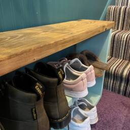 Bespoke Solid Wood Shoe Rack/Bench - Large Wooden Rack Rustic Storage Bench, Shelve - thumbnail 3