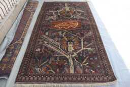 5x8 Ft Vintage Natural Tree Of Life Rug, Antique Afghan Hand Knotted Veg Dyes Wool Tribal Pictorial Art Rug For Kitchen, Kids Room - thumbnail 1