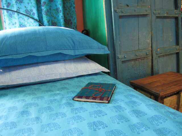 Blue/Blue Elephant Duvet Cover Hand Block Printed On Organic Cotton - image 1