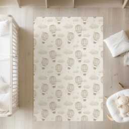 Multiple Hot Air Balloons - Faded Beige, Rug, Carpet, Kids Decor, Children's Room Decor, Kids Balloon Decor - thumbnail 2