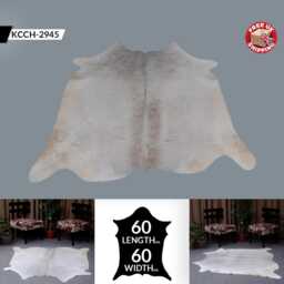 Elegant Large Brown & White Cowhide Rug - Hair-On Leather Skin For Luxurious Home Interiors - 60x60 Inches - thumbnail 2
