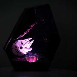 Premium Handmade Galaxy Spaceship Resin Lamp, Cosmic Starship Diorama Night Light, Unique Sci-Fi Gift For Space Lovers & Gamers - thumbnail 3