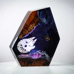 Premium Handmade Galaxy Spaceship Resin Lamp, Cosmic Starship Diorama Night Light, Unique Sci-Fi Gift For Space Lovers & Gamers - thumbnail 2