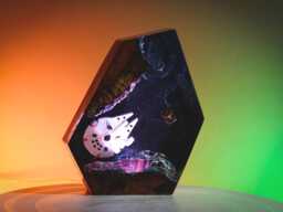 Premium Handmade Galaxy Spaceship Resin Lamp, Cosmic Starship Diorama Night Light, Unique Sci-Fi Gift For Space Lovers & Gamers - thumbnail 1