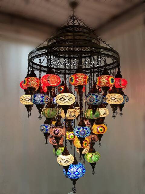 Turkish Mosaic Chandelier With 51 Large Globes , ID 153 - image 1