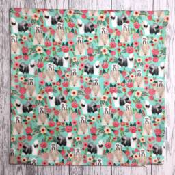 Tibetan Terrier Dog Print Cushion Cover in Mint Floral Design - Home Decor, Pillow Cover, Country Home & Living, Decorative Pillow, 38x38cm - thumbnail 2