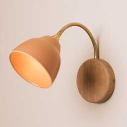 Terracotta Flex Wall Light in Brass/Nickel, Ceramic & Oak - Small Element