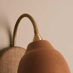 Terracotta Flex Wall Light in Brass/Nickel, Ceramic & Oak - Small Element - thumbnail 3