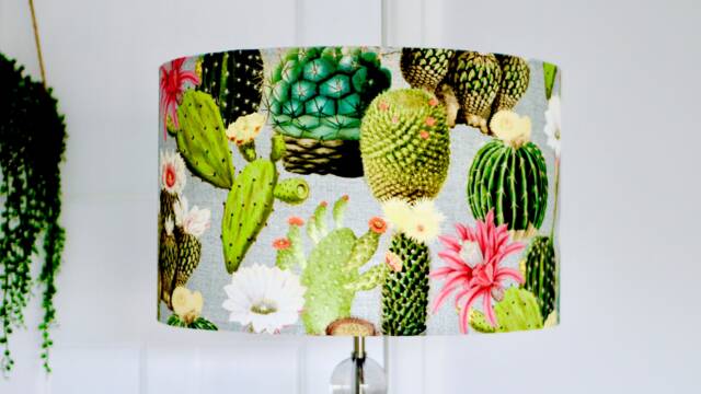 Cactus Lampshade Drum - Handmade 20cm 25cm 30cm 35cm 40cm Cacti, Tropical Pattern, Lamp Shade, Ceiling, Table Lamp - image 1