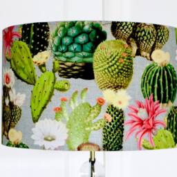 Cactus Lampshade Drum - Handmade 20cm 25cm 30cm 35cm 40cm Cacti, Tropical Pattern, Lamp Shade, Ceiling, Table Lamp - thumbnail 3
