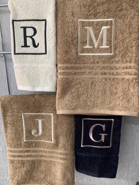 Personalised Monogram Towel Embroidered 500 Gms Cotton Towels, Square Design - image 1