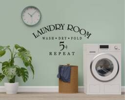 Laundry Wall Sticker, Room Washdry Fold Repeat, Decal, Decal Decoration - thumbnail 1