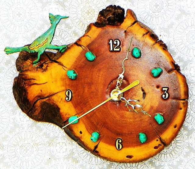 "Roadrunner With Turquoise Stones Log Cabin Style 8"" X 7"" 1.75" - image 1