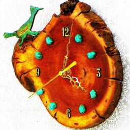 "Roadrunner With Turquoise Stones Log Cabin Style 8"" X 7"" 1.75" - thumbnail 2