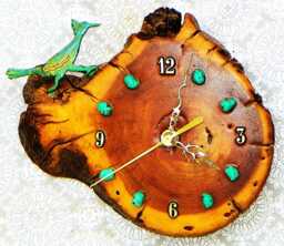 "Roadrunner With Turquoise Stones Log Cabin Style 8"" X 7"" 1.75" - thumbnail 1