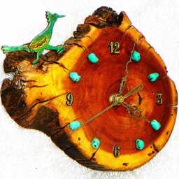 "Roadrunner With Turquoise Stones Log Cabin Style 8"" X 7"" 1.75" - thumbnail 3