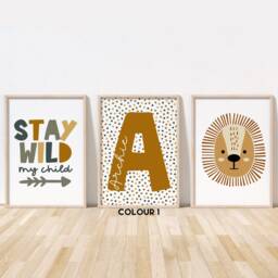 Safari Print Set - Lion Stay Wild Jungle Nursery Playroom Poster Unframed - thumbnail 2