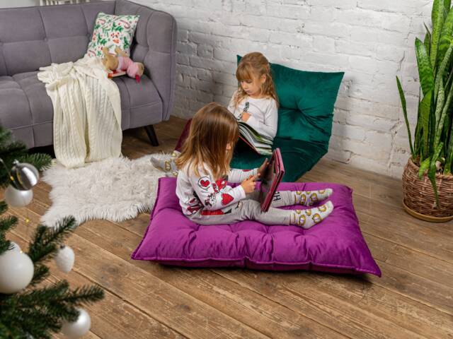 Custom Size Floor Cushion For Kids, Large & Small Seating Pillow, Velvet Seat Cushion, Reading Nook - image 1
