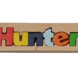 Personalized Name , Puzzle Name, Toy, Baby Wooden Custom Name Puzzle, Free Engraving Message, Hunter - thumbnail 2