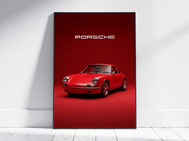 Porsche 911 Red Car Poster - Retro Automotive Art & Luxury Decor - Red, Black, Silver Wall For Living Room Or Office - image 1