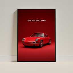 Porsche 911 Red Car Poster - Retro Automotive Art & Luxury Decor - Red, Black, Silver Wall For Living Room Or Office - thumbnail 2