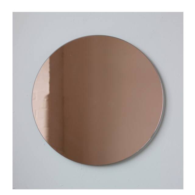 Orbis??? Peach/Rose Gold Tinted Contemporary Customisable Round Frameless Mirror - image 1