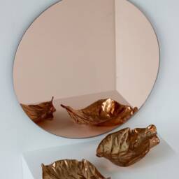 Orbis??? Peach/Rose Gold Tinted Contemporary Customisable Round Frameless Mirror - thumbnail 3