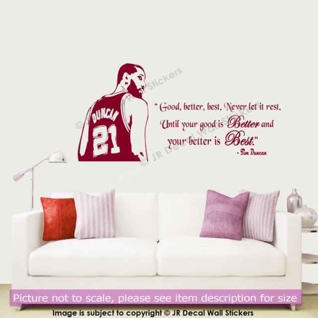 Tim Duncan Quote Wall Decal Inspirational Basketball Art - image 1