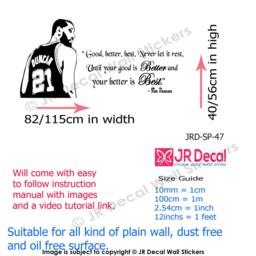 Tim Duncan Quote Wall Decal Inspirational Basketball Art - thumbnail 3