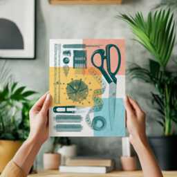 Sewing Flatlay Wall Art Print - Vintage Poster Design, Archival Quality Matte Fine Art Print. Risograph Sewing Print, Craft Hobby Gift - thumbnail 2