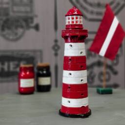 Home Decor Liepaja Latvia Lighthouse, Handmade Gift, Ceramic Lighthouse , Miniature Candle Holder Tiny Clay Souvenir - thumbnail 3