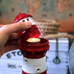 Home Decor Liepaja Latvia Lighthouse, Handmade Gift, Ceramic Lighthouse , Miniature Candle Holder Tiny Clay Souvenir - thumbnail 2