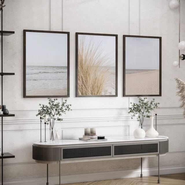Beach Wall Art, Set Of 3 Prints, Neutral Art Pastel Print Coastal Wave Beige Muted Palette Ocean Picture - image 1