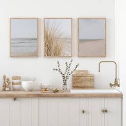 Beach Wall Art, Set Of 3 Prints, Neutral Art Pastel Print Coastal Wave Beige Muted Palette Ocean Picture - thumbnail 2