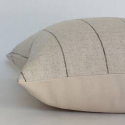 Neutral Striped Pillow Cover 22x22, Farmhouse Covers 20x20, Natural Throw 18x18, Cover, Cream Cushion -- Evans - thumbnail 3