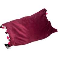 Malini Luxury Abstract Cushion - Fuschia & Aubergine, Fringed 40x60cm - thumbnail 1