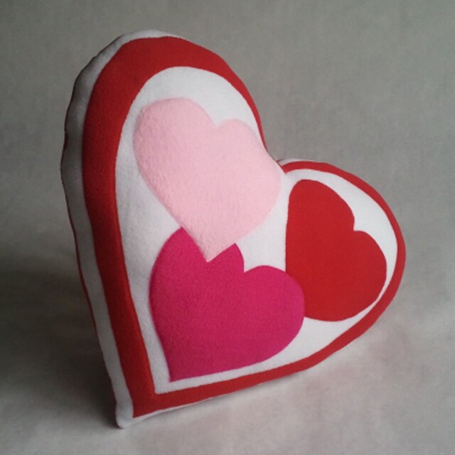 Valentine's Heart Pillow Red Three Handmade Decorative - image 1