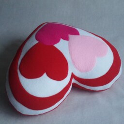 Valentine's Heart Pillow Red Three Handmade Decorative - thumbnail 3