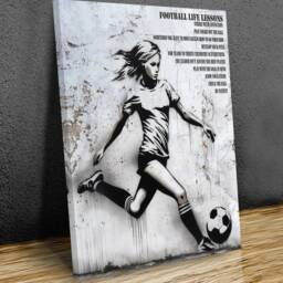Football Life Lessons, Kid's Teenager's Bedroom, Wall Hanging, Mounted Canvas Print Over Wooden Bars - thumbnail 2