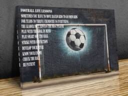Football Life Lessons, Kid's Teenager's Bedroom, Wall Hanging, Mounted Canvas Print Over Wooden Bars - thumbnail 1