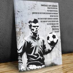 Football Life Lessons, Kid's Teenager's Bedroom, Wall Hanging, Mounted Canvas Print Over Wooden Bars - thumbnail 3