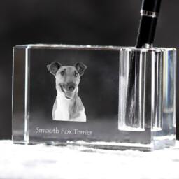 Smooth Fox Terrier , Crystal Pen Holder With Dog, Souvenir, Decoration, Limited Edition, Collection - thumbnail 2