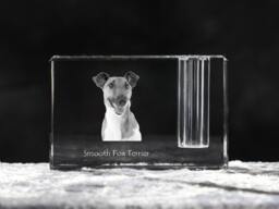 Smooth Fox Terrier , Crystal Pen Holder With Dog, Souvenir, Decoration, Limited Edition, Collection - thumbnail 1