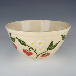 Berry Planter Red White Strawberry Decor Pattern Ceramic Pottery Handmade Succulent Plant Pot Strawberries - thumbnail 1