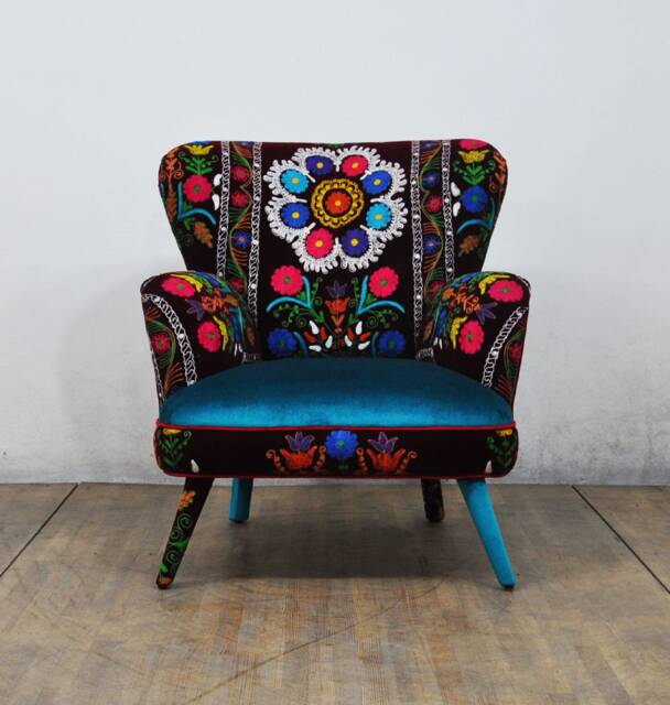 Suzani Armchair - Burgundy Sky I - image 1
