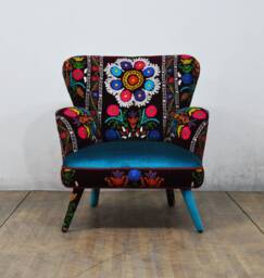 Suzani Armchair - Burgundy Sky I